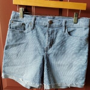 Calvin Klein Blue Pinstripe Jean Shorts Casual Denim Style